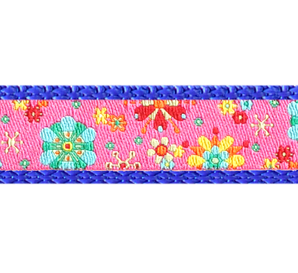 Hundehalsband Kornblau mit verschiedenen Borten 15 mm Bandbreite