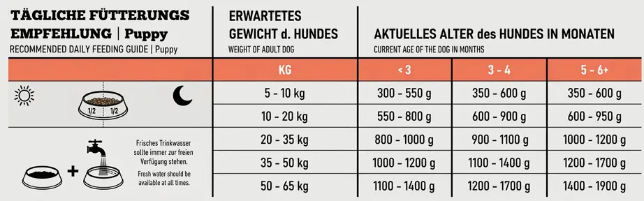 THE GOODSTUFF Nassfutter Puppy Fütterungsempfehlung für Welpen und Junghunde