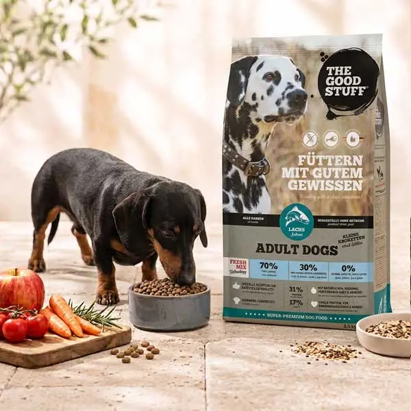 THE GOODSTUFF Minis Lachs Adult getreidefreies Trockenfutter mit kleinen Kroketten