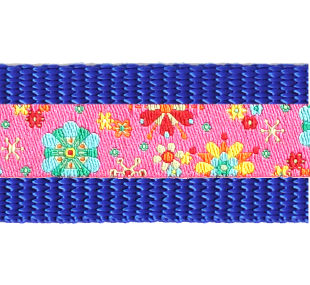 Hundehalsband Kornblau mit verschiedenen Borten 25 mm Bandbreite