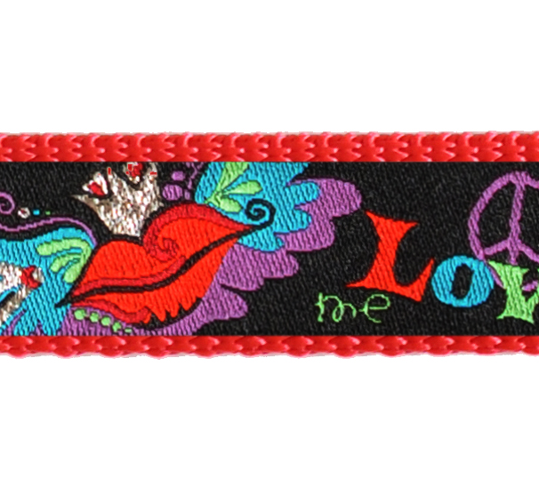 Hundehalsband Rot mit verschiedenen Borten 20 mm Bandbreite 