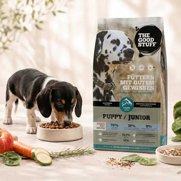 The Good Stuff Lachs Puppy Junior getreidefreies Trockenfutter für Welpen und Junghunde