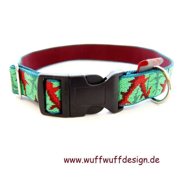 Hundehalsband Wild Growing von WuffWuffDesign – umweltfreundliches Halsband aus Baumwolle, mit Metallschieber und stabilem D-Ring für perfekten Sitz.