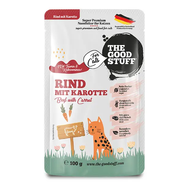THE GOODSTUFF Rind mit Karotte Pouch 100 g Katzen-Nassfutter