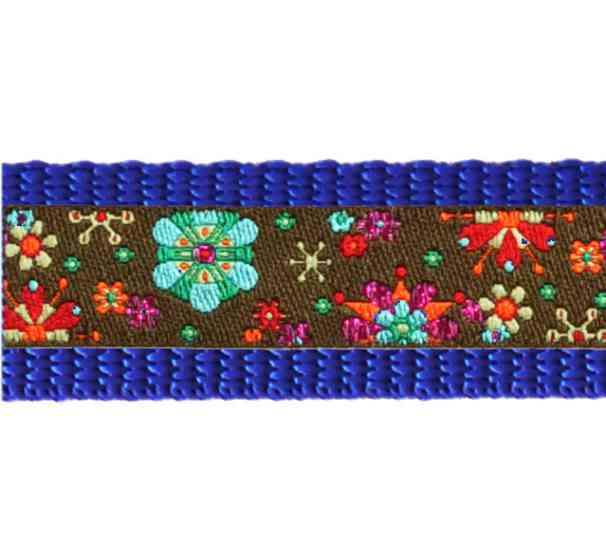 Hundehalsband Kornblau mit verschiedenen Borten 20 mm Bandbreite 