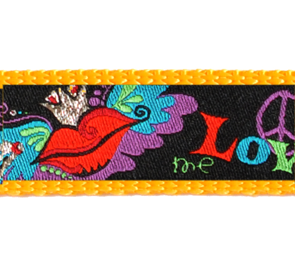 Hundehalsband Maisgelb mit verschiedenen Borten 20 mm Bandbreite 