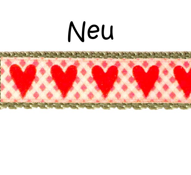 Hundehalsband Oliv mit verschiedenen Borten 15 mm Bandbreite 