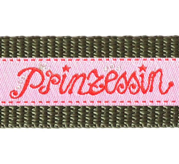 Hundehalsband Oliv mit verschiedenen Borten 25 mm Bandbreite 