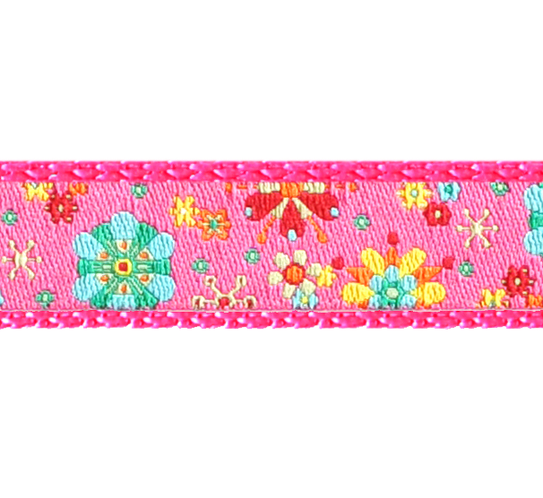 Hundehalsband Pink mit verschiedenen Borten 15 mm Bandbreite 