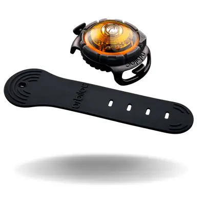 Orbiloc Dog Dual Sicherheitslicht Gelb mit Befestigungsband