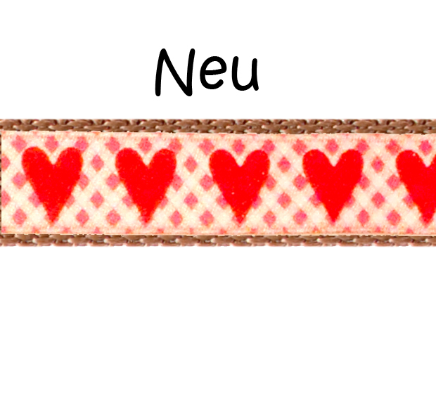 Hundehalsband Braun mit verschiedenen Borten 15 mm Bandbreite 