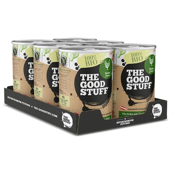 THE GOODSTUFF BIO Huhn mit Zucchini & Apfel – getreidefreies BIO-Nassfutter für Hunde im 6er-Pack