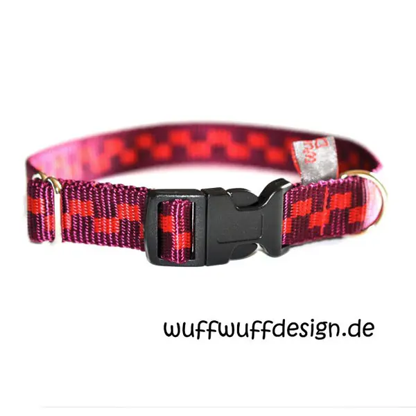 Hundehalsband Karo Rot 20 mm breit – stilvoll und komfortabel für Hunde