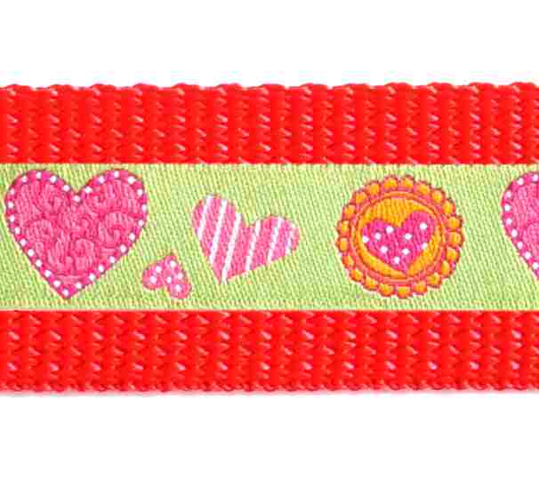 Hundehalsband Rot mit verschiedenen Borten 30 mm Bandbreite