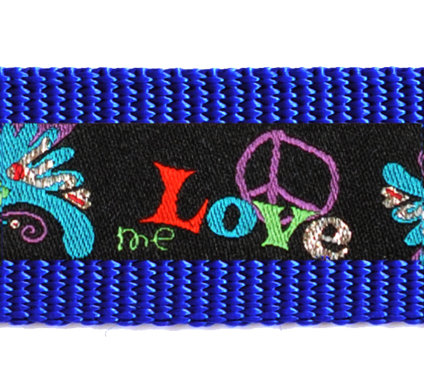 Hundehalsband Kornblau mit verschiedenen Borten 30 mm Bandbreite 