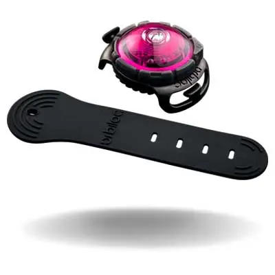 Orbiloc Dog Dual Sicherheitslicht in Pink mit flexiblem Befestigungsband