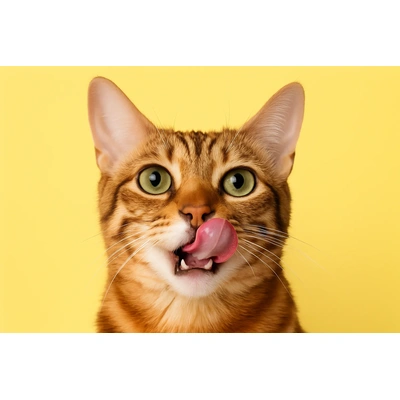 Katze mit gelbem Hintergrund