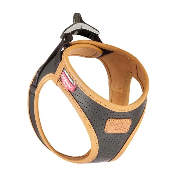 Curli Clasp Geschirr aus Apfelleder in Schwarz